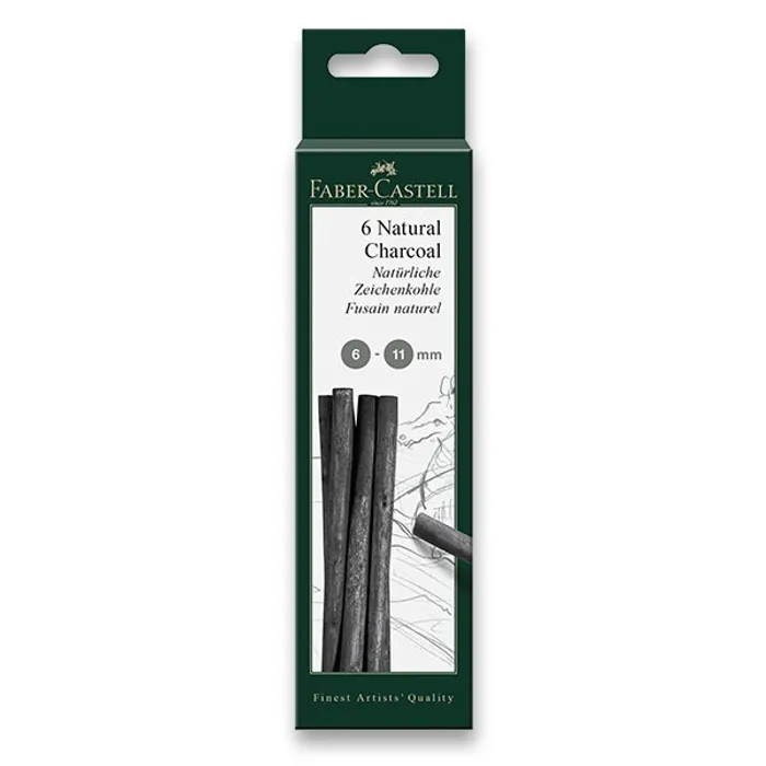 Główne zdjęcie produktu Přírodní uhel Pitt Monochrome 7-12mm BL 6ks Faber Castell (129398)