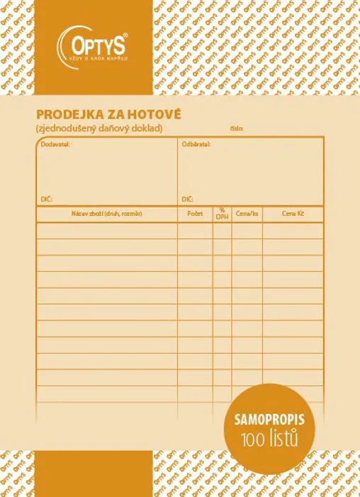Główne zdjęcie produktu Prodejka za hotové A5, samopropisovací, 100 listů 1088