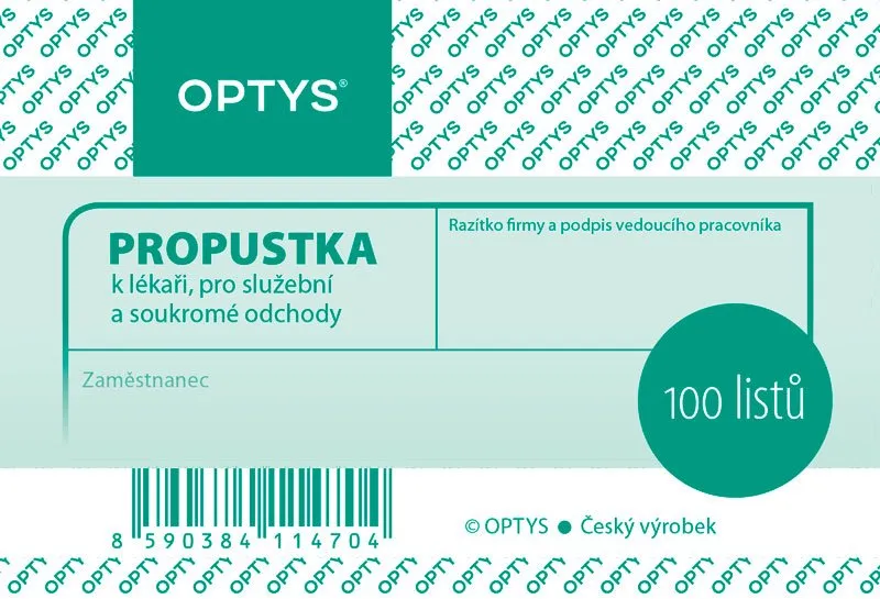 Główne zdjęcie produktu Propustka A7, 100 listů 1147