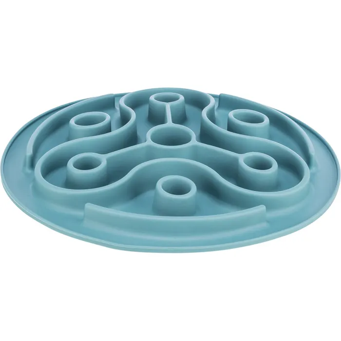 Główne zdjęcie produktu Protihltací talíř Slow feeding TRIANGL, k pomalému krmení, TPE, o 28 cm, modrá