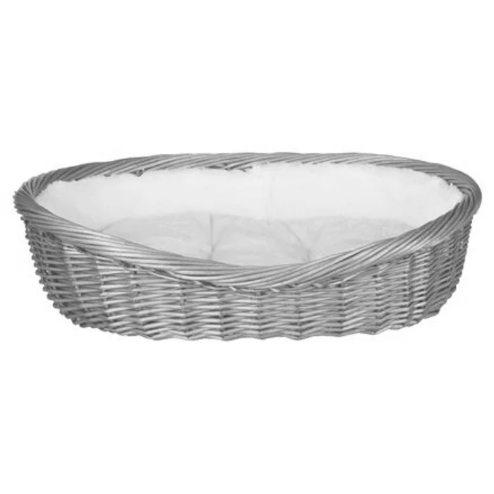Główne zdjęcie produktu Proutěný koš šedý, s flísovým polštářem 60cm