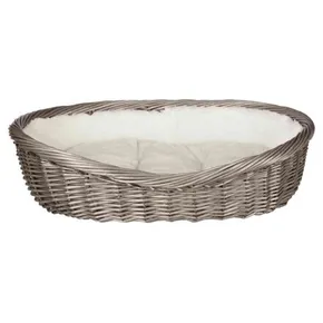 Prútený kôš sivý, s flísovým vankúšom 80cm