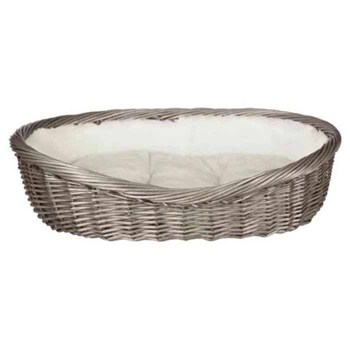 Główne zdjęcie produktu Proutěný koš šedý, s flísovým polštářem 80cm