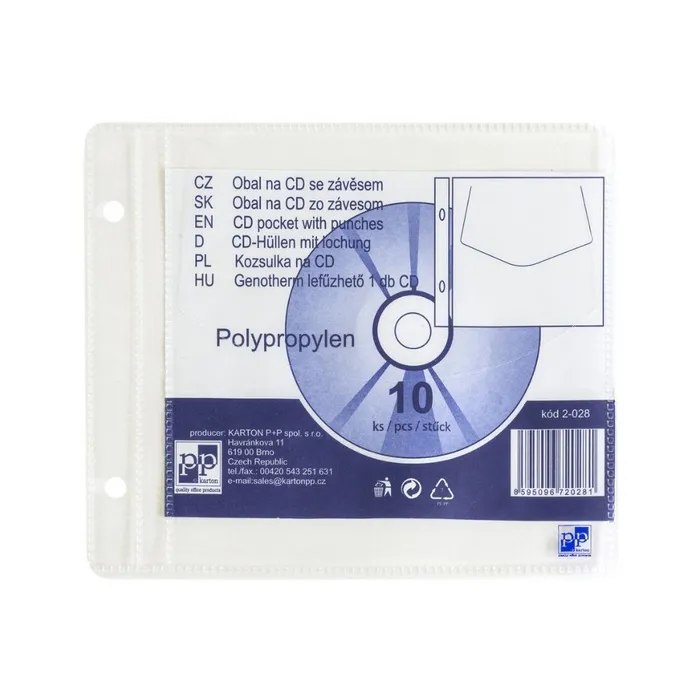 Główne zdjęcie produktu Průhledný obal na CD PP 1řadý, eurozávěs, 120mic. [10 ks]