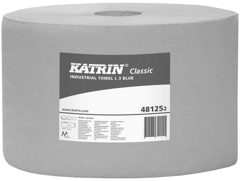 Główne zdjęcie produktu Průmyslová papírová utěrka KATRIN CLASSIC L 3-vrstv. 190m -modrá, laminovaná