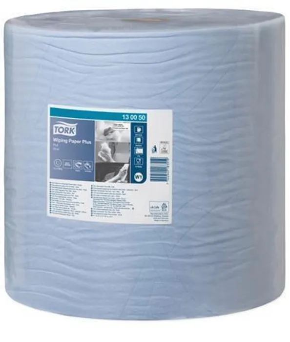 Główne zdjęcie produktu Průmyslová papírová utěrka Tork 130050 Plus Advanced 420 velká šířky 37cm modrá [1 ks]