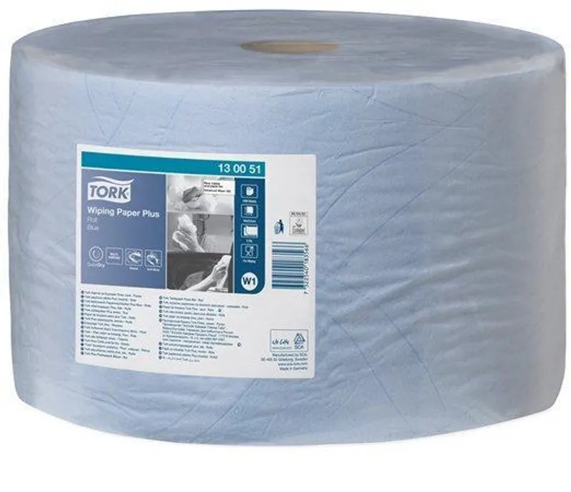 Główne zdjęcie produktu Průmyslová papírová utěrka Tork 130051 Plus Advanced 420 velká role modrá [1 ks]