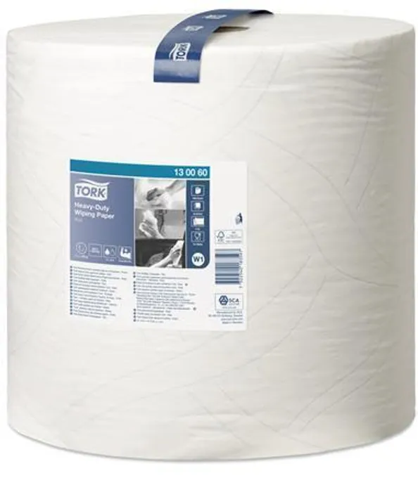 Główne zdjęcie produktu Průmyslová papírová utěrka Tork 130060 Heavy Duty Advanced 430 velká role bílá [1 ks]