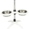 Drążek dla psa, regulowany do 54 cm, melamina/stal nierdzewna. miski 2 × 2,4 l/o 25 cm, białe