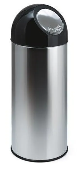 Główne zdjęcie produktu Push top wastebin, 55 l, metal, VEPA BINS, silver/black