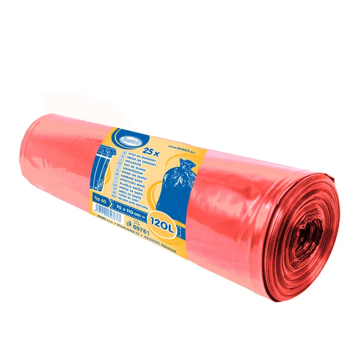 Główne zdjęcie produktu Pytel na odpadky (LDPE) červený 70 x 110 cm 120L [25 ks]