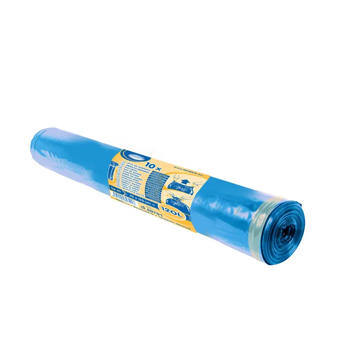 Główne zdjęcie produktu Pytel na odpadky (LDPE) zatahovací modrý 70 x 100 cm 120L [10 ks]