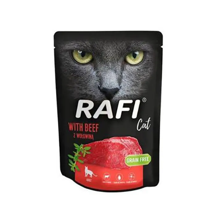 Główne zdjęcie produktu RAFI kompletní krmivo s hovězím pro kočky, bez obilovin, kapsička 300 g