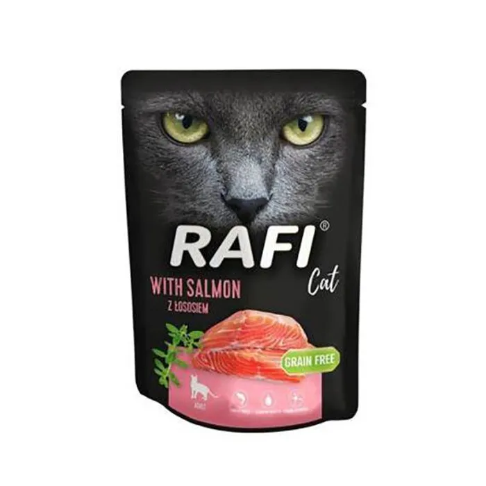 Główne zdjęcie produktu RAFI kompletní krmivo s lososem pro kočky, bez obilovin, kapsička 300 g