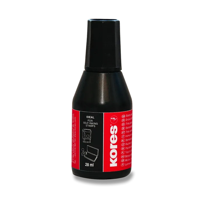 Główne zdjęcie produktu Razítkovací barva Kores - 28 ml černá