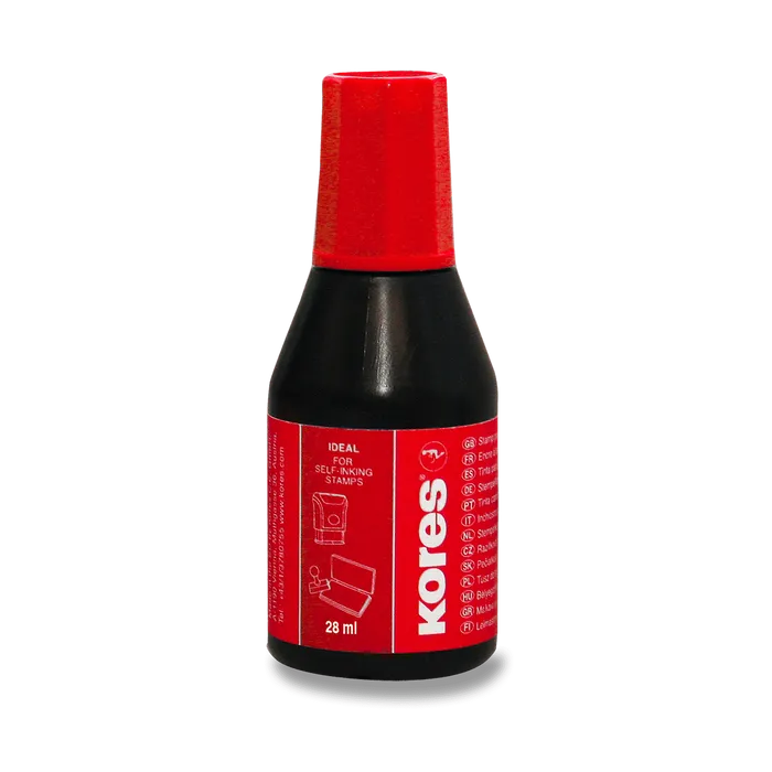 Główne zdjęcie produktu Razítkovací barva Kores - 28 ml červená