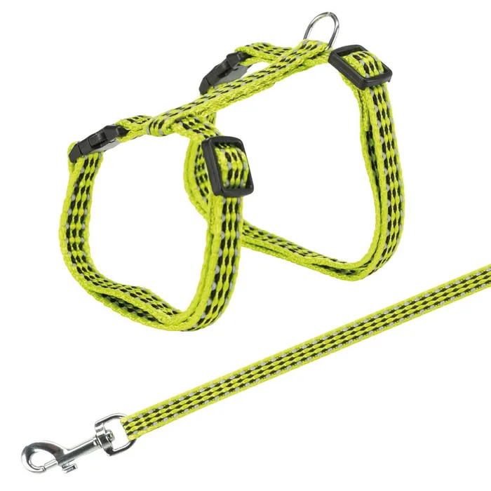 Główne zdjęcie produktu Reflexní postroj s vodítkem na kočku 22-42cm/10mm 1,2m