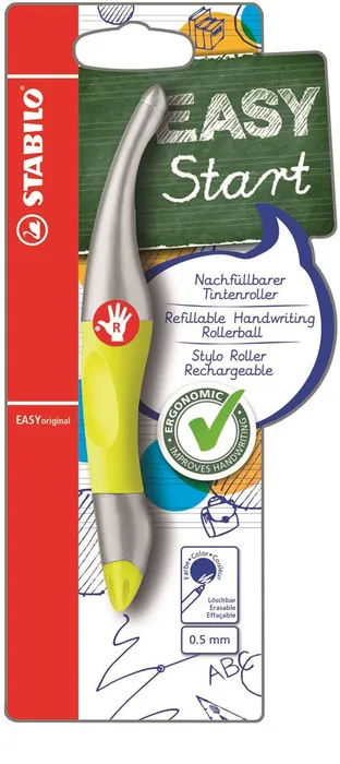 Główne zdjęcie produktu Roller "EasyOriginal Start", metalická/neon žlutá, 0,5 mm, pro praváka, STABILO