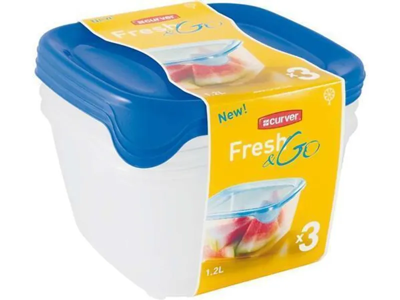 Główne zdjęcie produktu Sada dóz, 3x1,2 l, CURVER "Fresh&go"