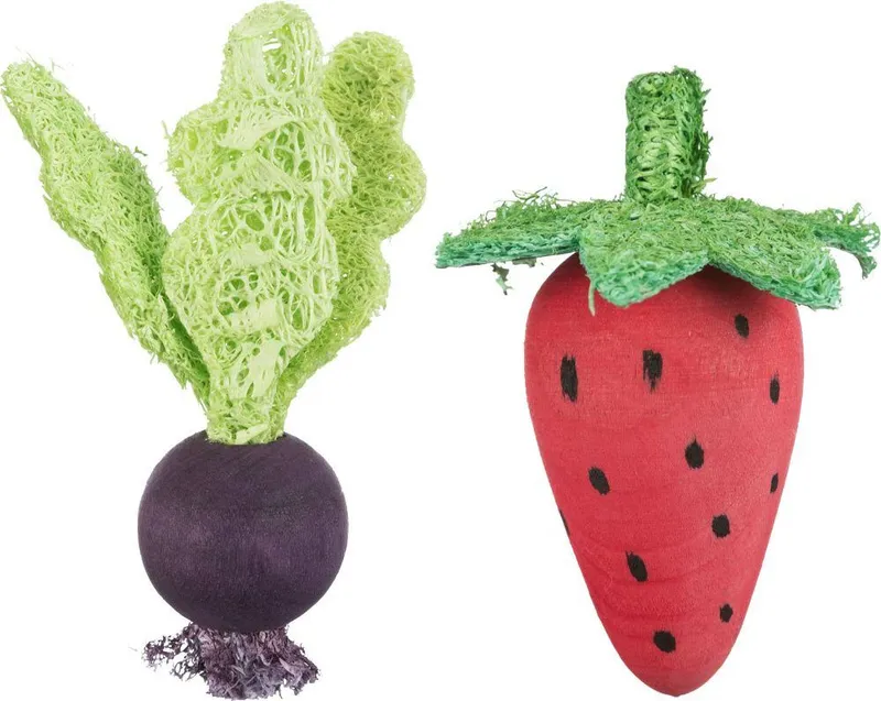 Główne zdjęcie produktu Sada dřevěných hraček - řepa, jahoda, dřevo/lufa, 6/9cm