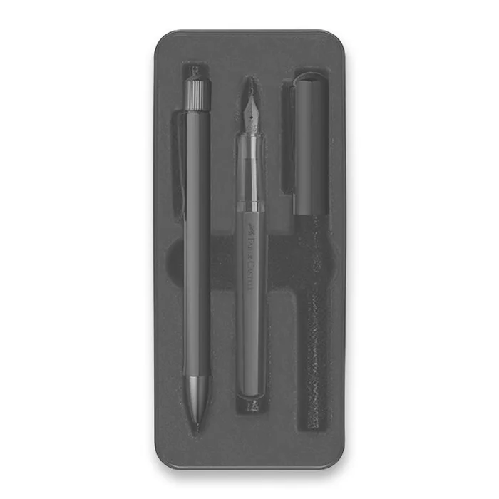 Główne zdjęcie produktu Sada Faber-Castell Hexo Black plnicí pero a kuličková tužka