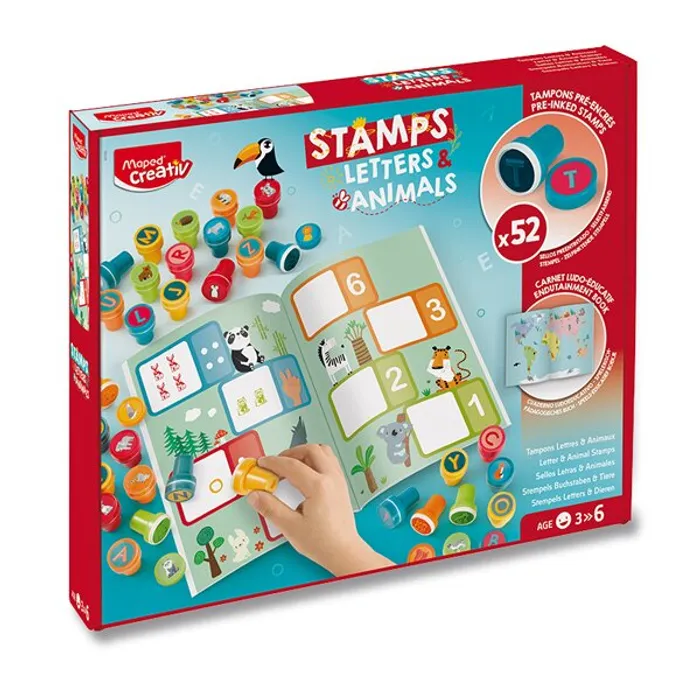 Główne zdjęcie produktu Sada Maped creativ Stamps Alphabet & Animals 26 + 26 ks razítek