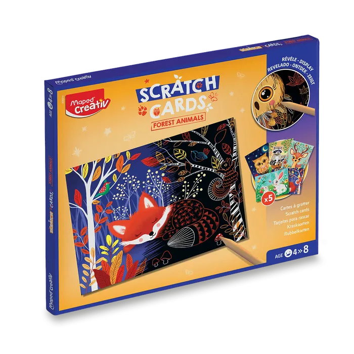Główne zdjęcie produktu Sada Maped Creativ Vyškrabávací obrázky - Lesní zvířátka