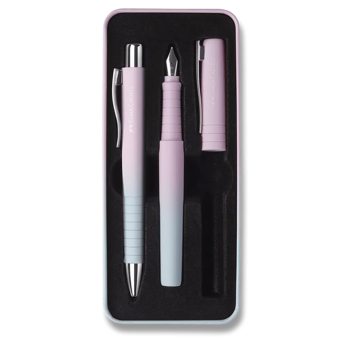 Główne zdjęcie produktu Sada plnicího a kuličkového pera Faber-Castell Poly Ball Flow Blushing Sky