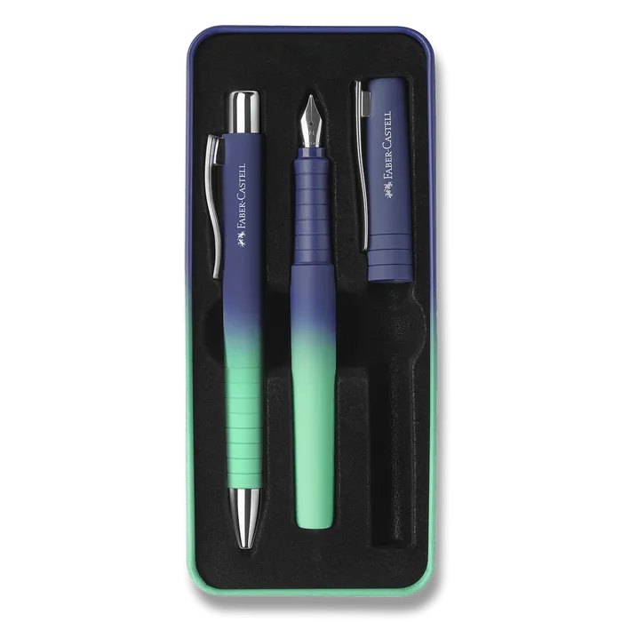 Główne zdjęcie produktu Sada plnicího a kuličkového pera Faber-Castell Poly Ball Flow Buzzing Blue