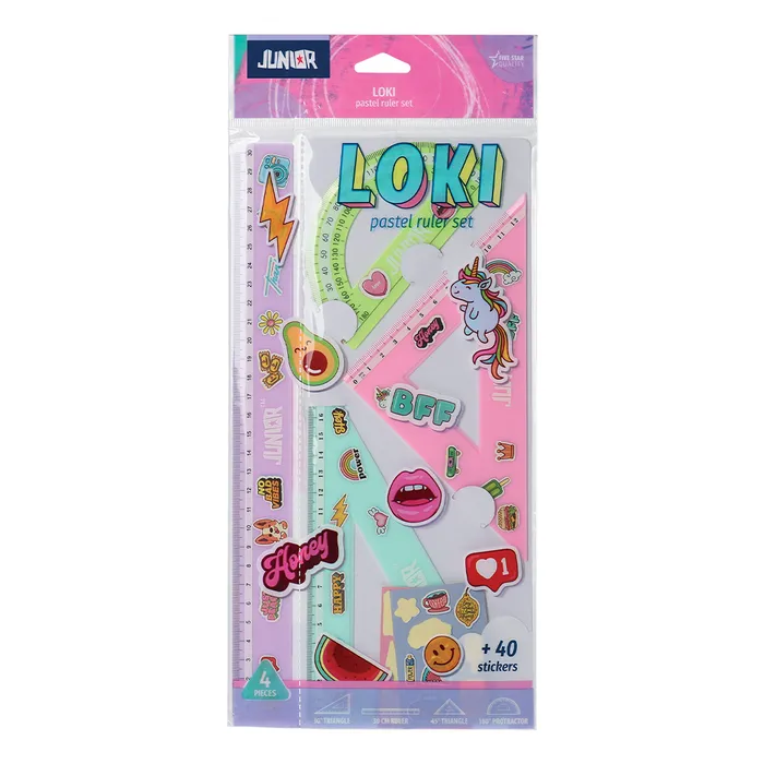 Główne zdjęcie produktu Sada pravítek LOKI 4 ks + Nálepky