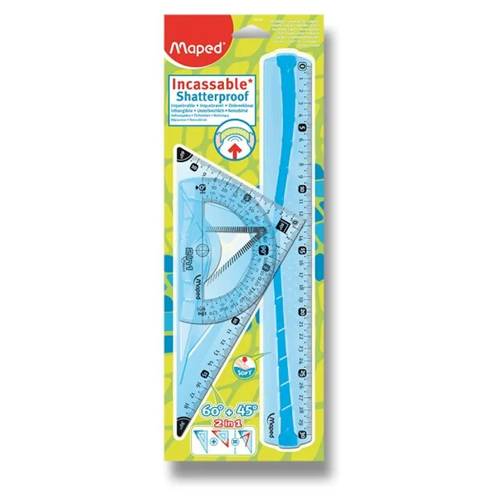 Główne zdjęcie produktu Sada pravítek Maped Shatterproof Flex, 3dílná sada, blistr