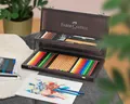 Zestaw do rysowania Faber-Castell 110084 Kompendium drewniane pudełko, 53 szt