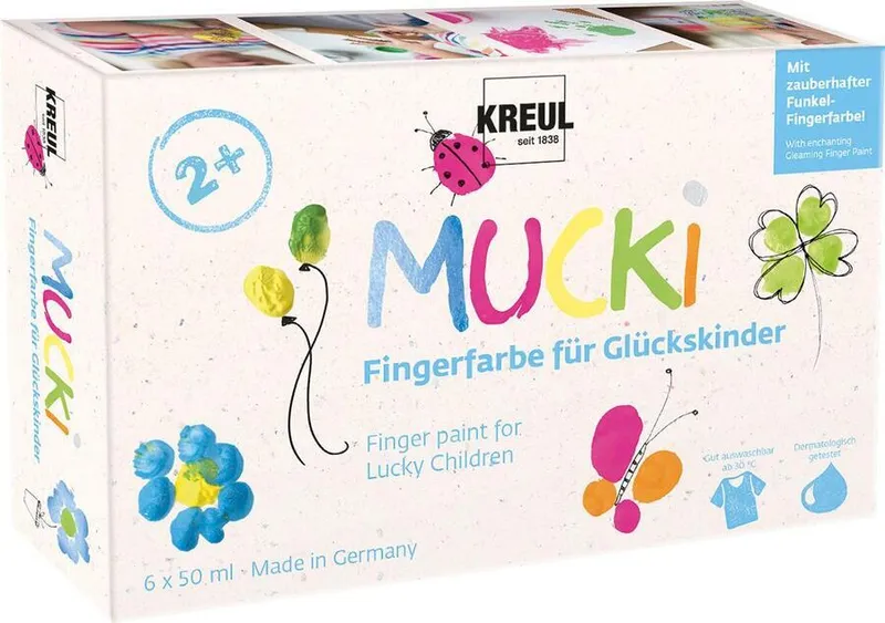 Główne zdjęcie produktu Sada prstových barev, "MUCKI FORTUNE", 6 barev, 6x 50ml, KREUL