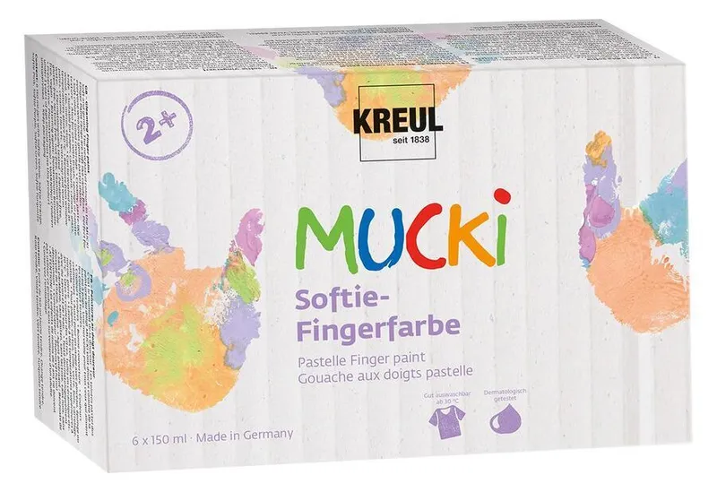 Główne zdjęcie produktu Sada prstových barev, "MUCKI SOFTIE", 6 barev, 6x150ml, KREUL