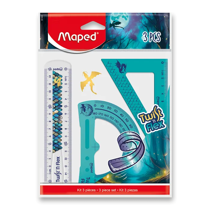 Główne zdjęcie produktu Sada rýsovacích potřeb Maped Twist´n Flex Dragon - 3 ks