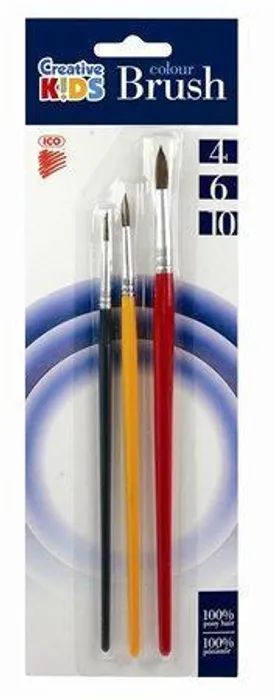 Główne zdjęcie produktu Sada štětců, 3ks, č. 4-6-10, dřevěné, ICO "Creative Kids"