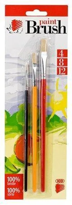 Główne zdjęcie produktu Sada štětců, 3ks, č. 4-8-12, dřevěné, ICO "Ježek" barevné