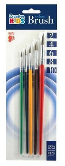 Główne zdjęcie produktu Sada štětců, 5ks, č. 2-4-6-8-10, dřevěné, ICO "Creative Kids"