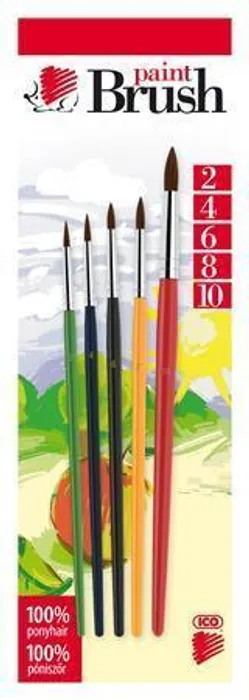 Główne zdjęcie produktu Sada štětců, 5ks, č. 2-4-6-8-10, dřevěné, ICO "Ježek" barevné