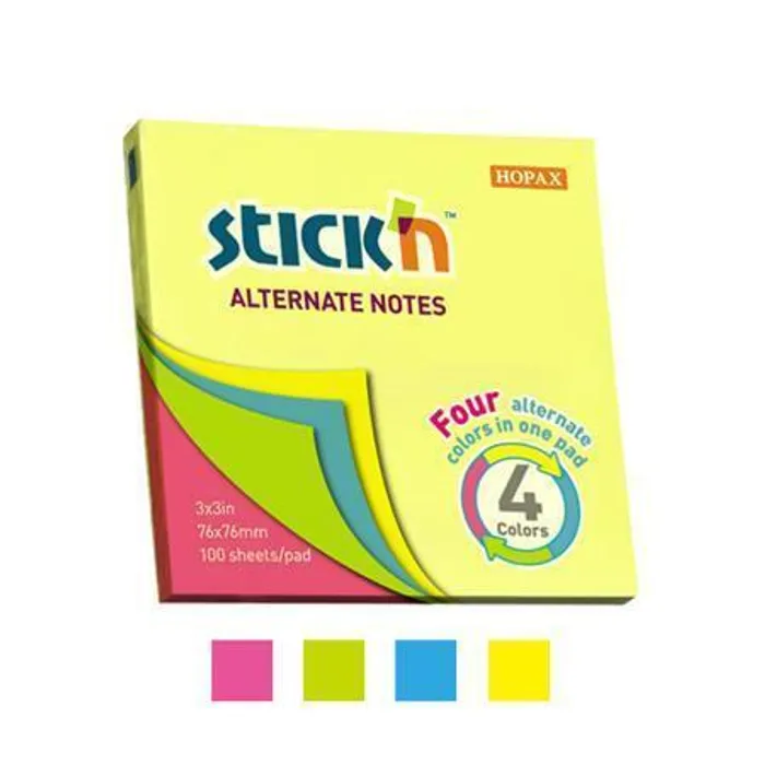 Główne zdjęcie produktu Samolepicí bloček Hopax Stick’n Alternate Neon Notes 76 x 76 mm, 100 listů