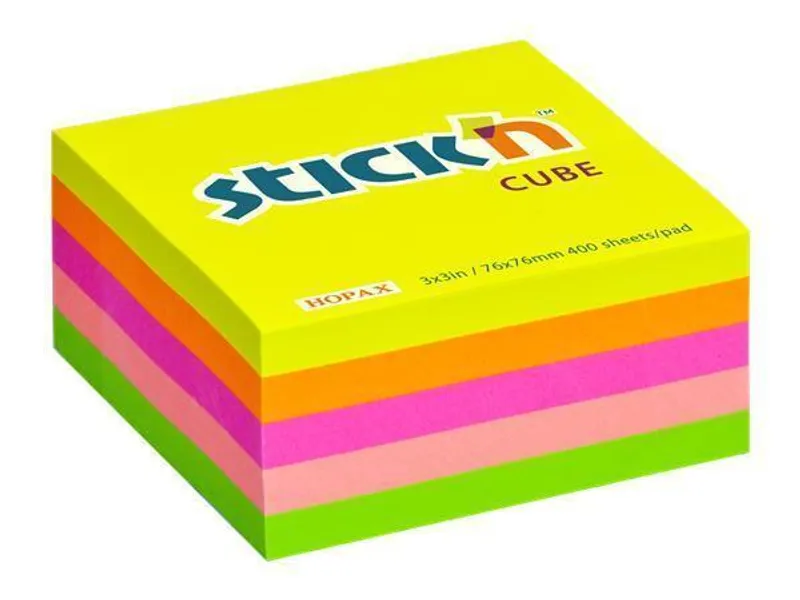 Główne zdjęcie produktu Samolepicí bloček Hopax Stick’n Neon Notes 76 × 76 mm, 400 listů