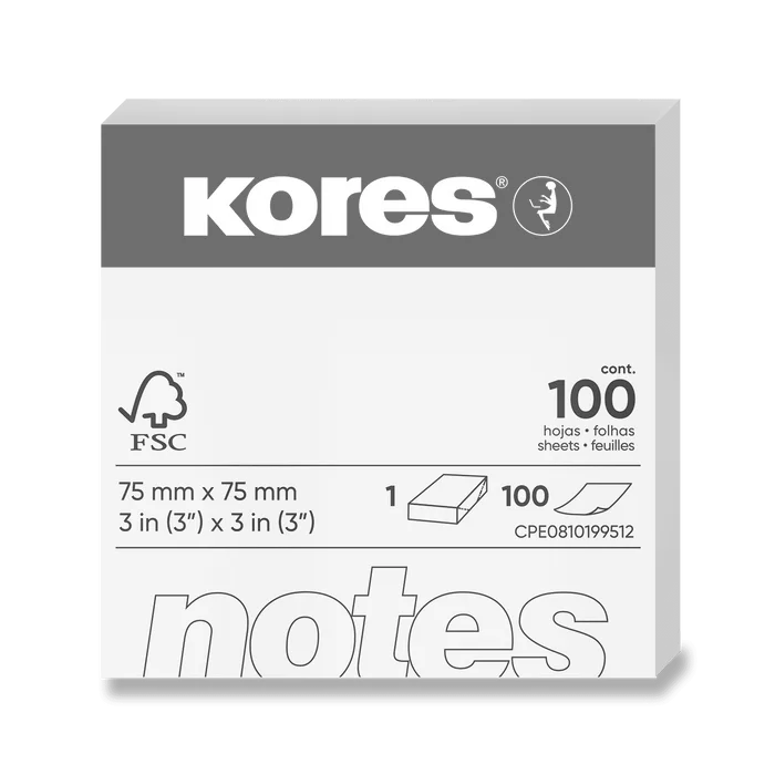 Główne zdjęcie produktu Samolepicí bloček Kores - žlutý 75 × 75 mm, 100 listů