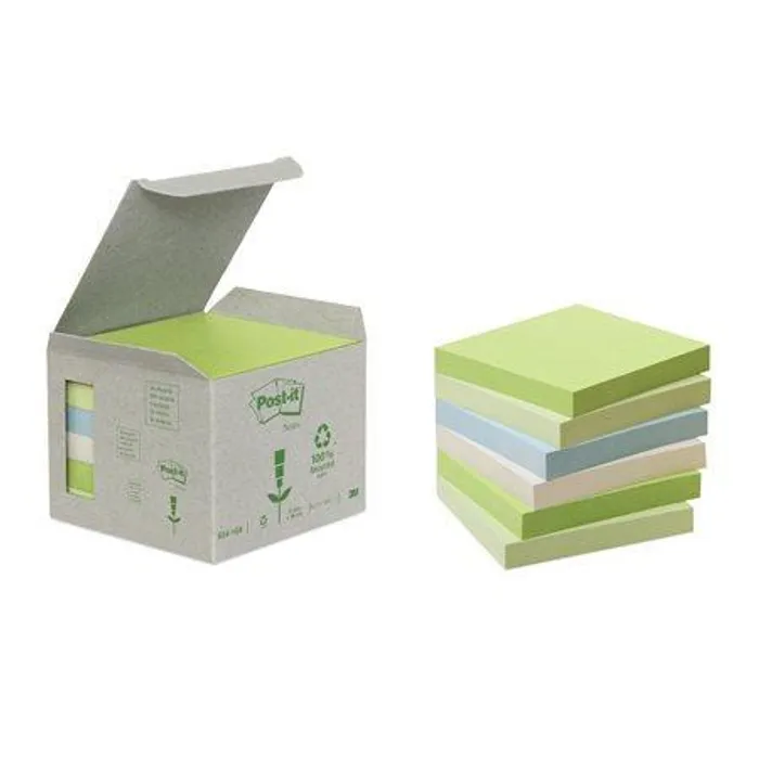 Główne zdjęcie produktu Samolepicí bloček, mix pastelových barev, 76x76 mm, 6x100 listů, recyklovaný, 3M POSTIT