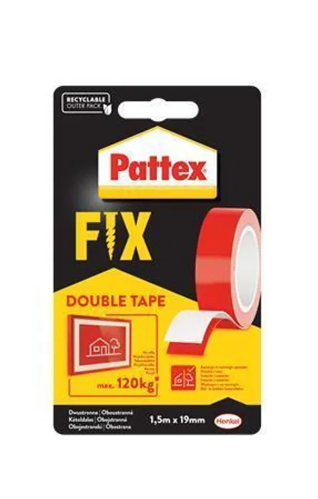 Główne zdjęcie produktu Samolepicí páska "Pattex Fix 120 kg", červená, oboustranná, 19 mm x 1,5 m, HENKEL