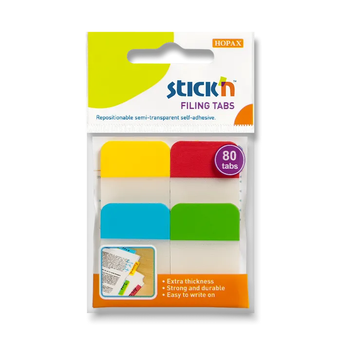 Główne zdjęcie produktu Samolepicí záložky Hopax Stick’n Clearnote 38 x 25 mm, 4 x 20 ks