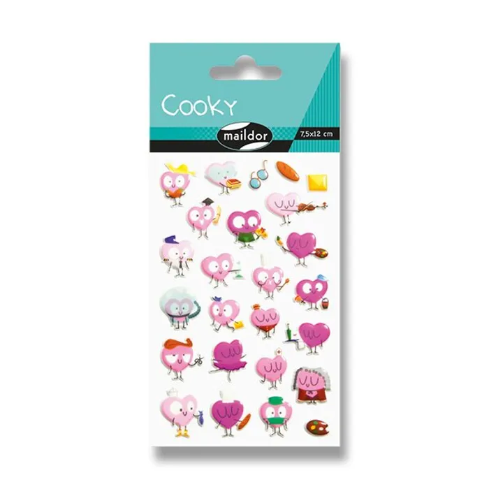 Główne zdjęcie produktu Samolepky Maildor 3D Cooky Akční srdíčka