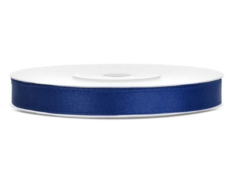 Główne zdjęcie produktu Saténová stuha, tmavě modrá, 6 mm x 25 m