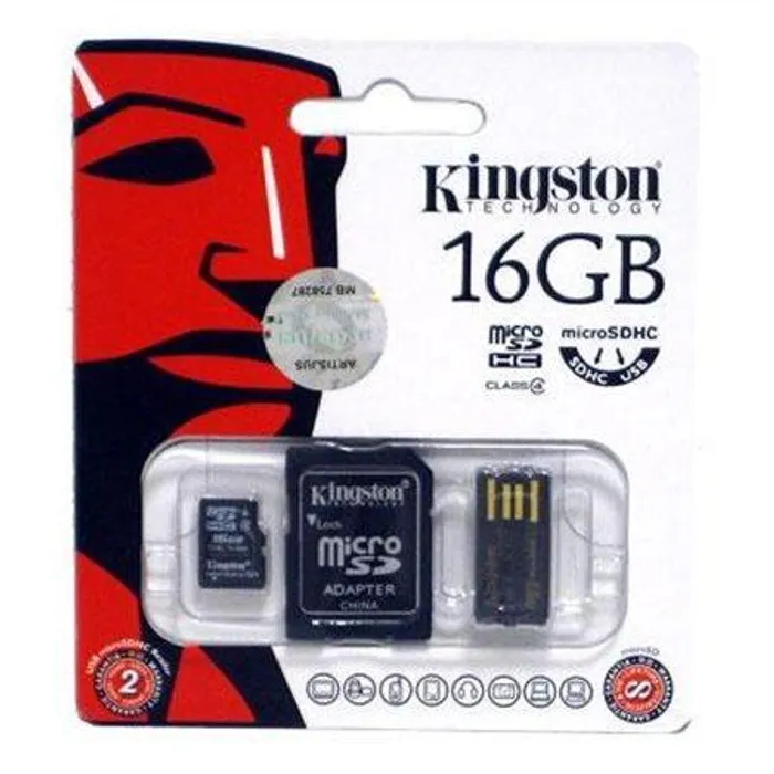 Główne zdjęcie produktu SecureDigital SDHC 16GB micro paměťová karta s adaptérem, Class 4, Kingston