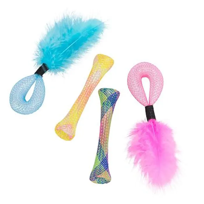Główne zdjęcie produktu Set 4ks trubiček s peřím, hračka pro kočky, 15 cm