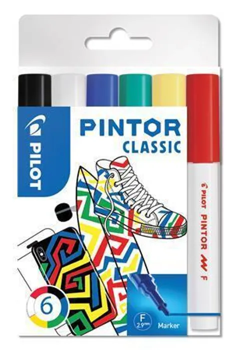 Główne zdjęcie produktu Set dekorativních popisovačů "Pintor F", 6 barev klasik, 1 mm, PILOT